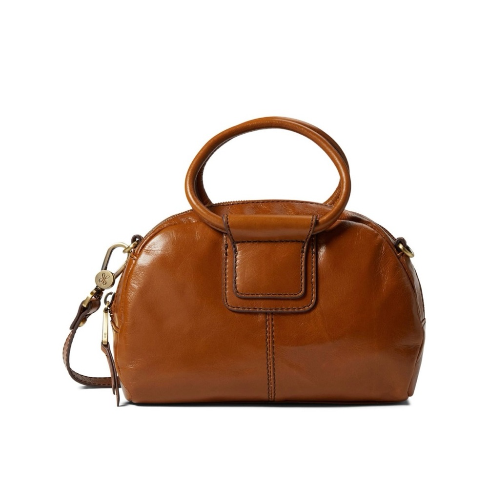 Leather Dome Satchel Bag - Brown